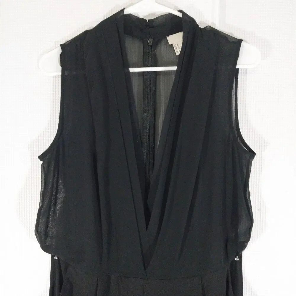 NWOT! H & M! ULTRA GLAM BLACK SHEER V NECK TOP, WIDE LEG JUMPSUIT, ONESIE! SZ 12